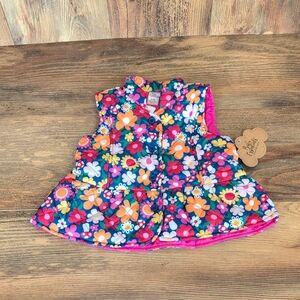 Baby Essentials Floral Button Down Puffer Vest NWT 12MO           AB132